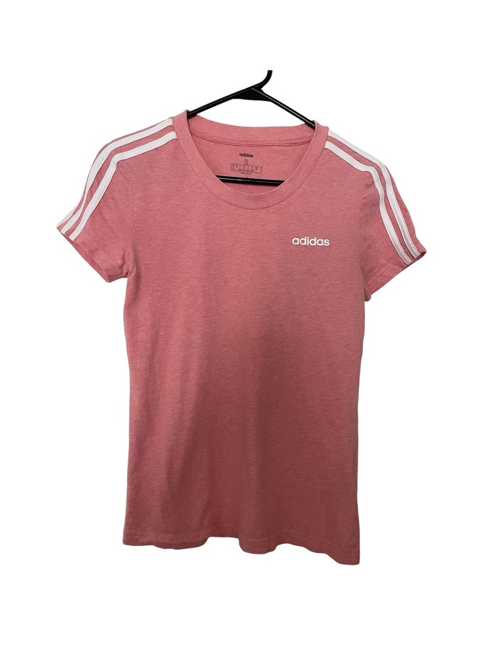 adidas Pink Short-Sleeve Three-Stripe Crew Tee